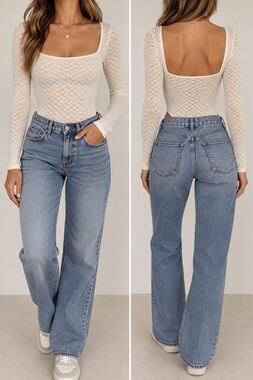 Abercrombie & Fitch Lace Bodysuit XS Cream Long Sleeve Y2K Sheer